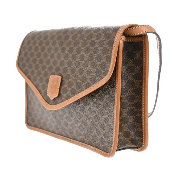 CELINE Macadam Pattern 2Way Crossbody Shoulder Bag PVC Leather Brown 318-082525 - Picture 3 of 16